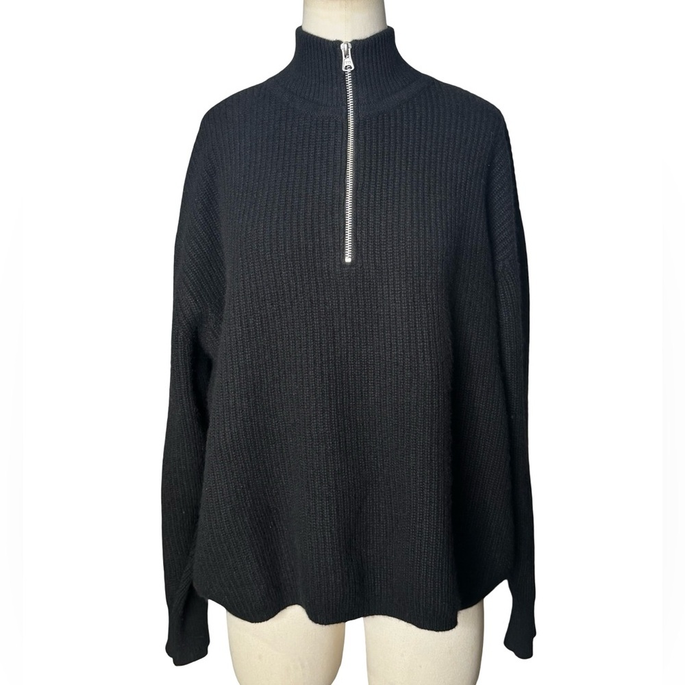 JENNI KAYNE - Cashmere Black Half Zip Sweater  Size - Picture 2 of 11